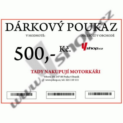 Dárková poukázka yshop v hodnotě 500,- Kč